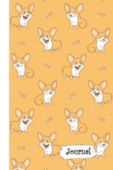 Paperback Journal: Excited Orange Corgi Dog Diary with Blank Lined Notebook Paper Book