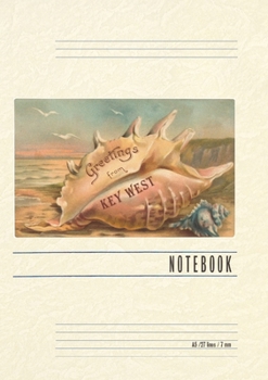 Paperback Vintage Lined Notebook Greetings from Key West, Conch Shell Book