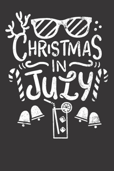 Paperback Notebook: Christmas In July Sunglasses Candy Bells Antler Dot Grid 6x9 120 Pages Book