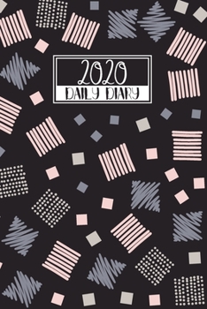 2020 Daily Diary: A5 Day on a Page to View Full DO1P Planner Lined Writing Journal Black Pink & Grey Doodle Squares Abstract