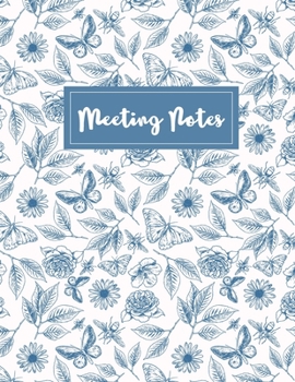 Paperback Meeting Notes: Vintage Floral Cover - Taking Minutes Record Log Book, Day Action Items & Notes, Attendees - Business Notebook for Mee Book