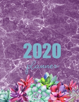 Paperback 2020 Planner: Succulents and purple marble Book