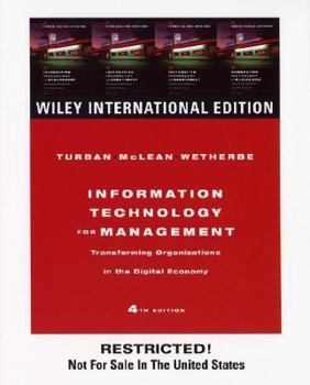 Hardcover Information Technology for Management: Transforming Organizations in the Digital Economy Book