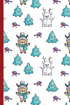 Blank Lined Notebook Journal For Christmas: Medium Ruled Book for Children, Teens and Adults - Fawn And Snowman (College Ruled Line Paper)