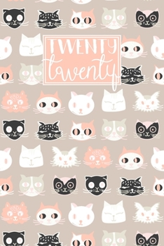 Paperback 2020: A5 Diary Week on 2 Pages to View WO2P Lined Journal - Horizontal Weekly Planner - Tan Pink & Black Cats Pattern Book