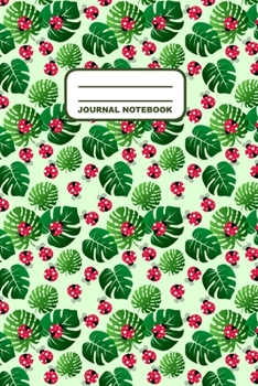 Paperback Journal Notebook: Notebook, Journal, Or Diary - Lady Bugs Leaves Pattern Cover Design - 110 Blank Lined Pages - 6" X 9" - Matte Finished Book