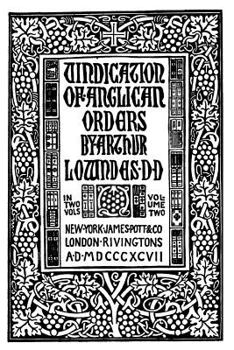 Paperback Vindication of Anglican Orders Book