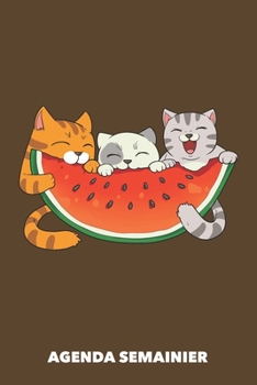 Agenda Semainier: Un été savoureux A5 manuscrit florale - Carnet hebdomadaire 52 semaines pour les gens à la mode (brun) (French Edition)