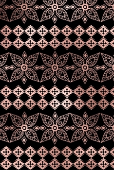 Paperback Rose Gold and Black Bohemian Composition Notebook - Small Unruled Notebook - 6x9 Blank Notebook (Softcover Journal / Notebook / Sketchbook / Diary) Book