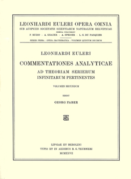Hardcover Commentationes Analyticae AD Theoriam Serierum Infinitarum Pertinentes 3rd Part, 1st Section [Latin] Book