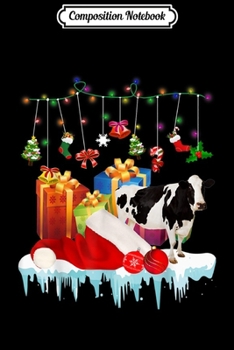 Paperback Composition Notebook: Funny Cow In Santa Hat Christmas Fairy Light Present Journal/Notebook Blank Lined Ruled 6x9 100 Pages Book