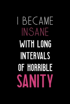 I Became Insane With Long Intervals Of Horrible Sanity: Notebook Journal Composition Blank Lined Diary Notepad 120 Pages Paperback Black Solid Texture Sanity