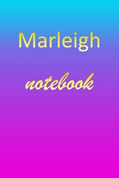 Marleigh: Blank Notebook | Wide Ruled Lined Paper Notepad | Writing Pad Practice Journal | Custom Personalized First Name Initial M Blue Purple Gold ... Homeschool & University Organizer Daybook