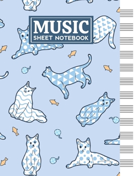 Music Sheet Notebook: Blank Staff Manuscript Paper with Cats Themed Cover Design