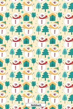 Notizbuch: Handgezeichnetes Schneemann Muster Weihnachten 110 Seiten  Notizbuch liniertes Papier | ohne Rand | glänzendes Softcover | Rezeptebuch, Schreibheft, Geschenkidee (German Edition)