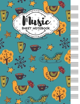 Music Sheet Notebook: Blank Staff Manuscript Paper with Unique Christmas Themed Cover Design