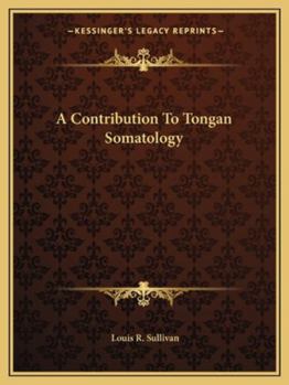 A Contribution to Tongan Somatology