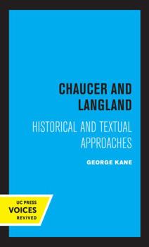 Hardcover Chaucer and Langland: Historical Textual Approaches Book