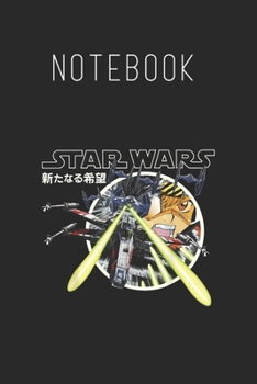 Notebook: Star Wars Kanji Red Five Action Size Blank Pages Lined Journal Notebook with Black Cover Size 6in x 9in  x120 Pages for Kids or Men and Women