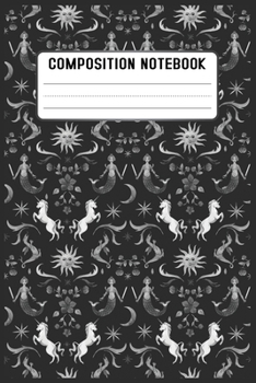 Composition notebook: Mermaid  Pattern Pretty Wide Ruled Animal School Going Student Note Book - Cute Black & White Exercise Book and Journal For ... Notes. Lined 100 pages - Size 6’’x 9’’