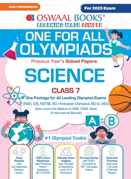 Paperback Oswaal One For All Olympiad Previous Years' Solved Papers, Class-7 Science Book (For 2023 Exam) Book