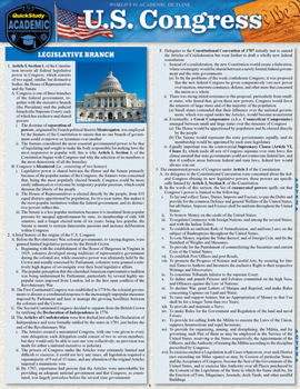 Paperback U.S. Congress: A Quickstudy Laminated Reference Guide Book