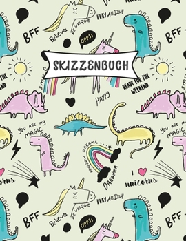 Skizzenbuch: Cartoon Dinosaurier Skizzen Buch für Kinder| Praxis Zeichnen und Kritzeln | Spaß Skizzenbuch für Kleinkinder | Leere große Seiten (21.59 x 27.94 cm) (German Edition)