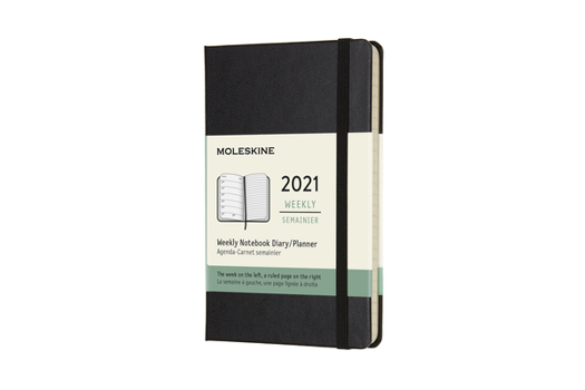 Calendar Moleskine 2021 Weekly Planner, 12m, Pocket, Black, Hard Cover (3.5 X 5.5) Book