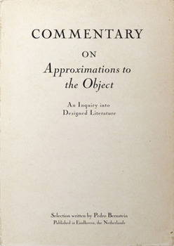 Hardcover Commentary on Approximations to the Object: Readings in Designed Literature Book