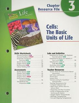 Paperback Holt Science & Technology Life Science Chapter 3 Resource File: Cells: The Basic Units of Life Book