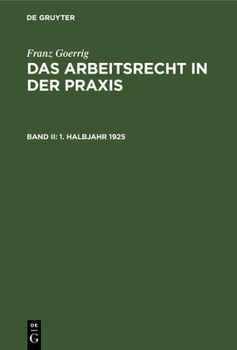 Hardcover 1. Halbjahr 1925 [German] Book