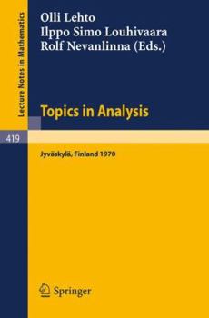 Paperback Topics in Analysis: Colloquium on Mathematical Analysis, Jyväskylä 1970 Book