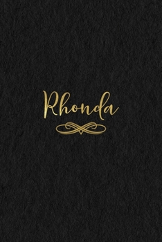 Paperback Rhonda: Personalized Journal to Write In - Black Gold Custom Name Line Notebook Book