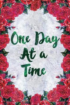 Paperback One Day at a Time: Cute Flowers Red Wide-Ruled Notebook Book