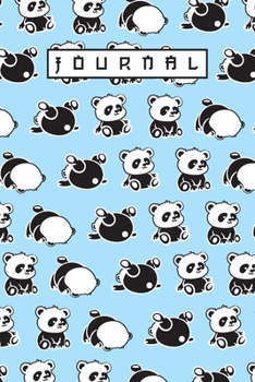 Paperback Journal: Super Cute Kawaii Rolling Baby Panda Bears Journal for Girls and Women, Pretty Line Ruled Paper Notebook for Writing N Book