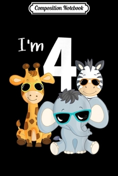 Paperback Composition Notebook: Cool Safari Animals 4th Birthday Party 4 Year Old Kid Journal/Notebook Blank Lined Ruled 6x9 100 Pages Book