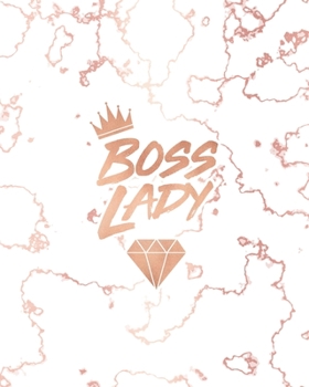 Boss Lady: Inspirational Quote Notebook, Trendy White Marble and Rose Gold | 8 x 10, 120 Wide Ruled Pages