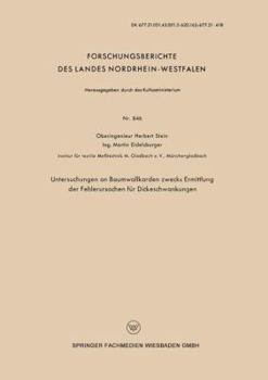 Paperback Untersuchungen an Baumwollkarden Zwecks Ermittlung Der Fehlerursachen Für Dickeschwankungen [German] Book