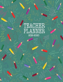Paperback Teacher Planner: Vertical Academic Year Lesson Plan Calendar 8 Period Full Year Colored Pencil Scribbles Book