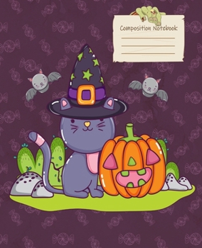 Halloween Kitty Wide Ruled Journal: 110 Blank Lined Wide Ruled (7.5 x 9.25) Pages to Jot Down Your Thoughts