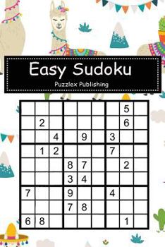 Paperback Easy Sudoku: Sudoku Puzzle Game For Beginers With Llama seamless pattern cover Book