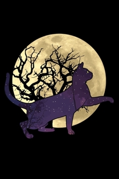 Paperback Notebook: Cat Halloween Night Stars Haunted Full Moon Superstition Black Lined Journal Writing Diary - 120 Pages 6 x 9 Book