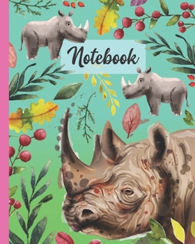 Paperback Notebook: Rhinoceros - Zoo Animals Diary / Notes / Track / Log / Journal, Book Gifts For Women Men Kids Teens Girls Boys Friends Book