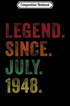 Composition Notebook: Legend Since July 1948 71th Birthday Gifts 71 Yrs Old  Journal/Notebook Blank Lined Ruled 6x9 100 Pages