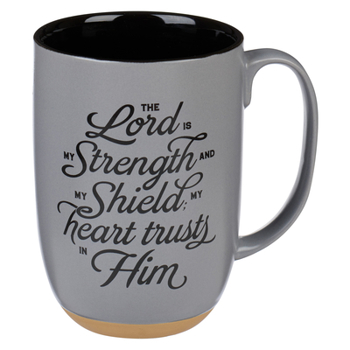 Misc. Supplies Christian Art Gifts Ceramic Coffee and Tea Mug for Men: The Lord Is My Strength - Psalm 28:7 Inspirational Bible Verse, Gray and Black, 15 Fl. Oz. Book