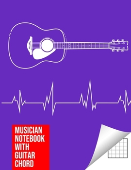 Paperback Musician Notebook with Guitar Chord - Guitar/Bass Fretboard Paper Cool Bassist Gift For A Bass Player Notebook guitar chords in deep Purple color Cove Book