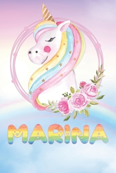 Paperback Marina: Marina's Unicorn Personal Custom Named Diary Planner Perpetual Calander Notebook Journal 6x9 Personalized Customized G Book