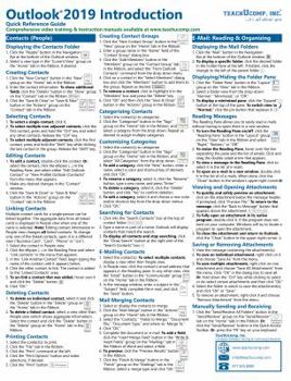 Pamphlet Microsoft Outlook 2019 Introduction Quick Reference Training Tutorial Guide (Cheat Sheet of Instructions, Tips & Shortcuts - Laminated Card) Book