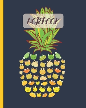 Notebook: Cute Frog Face Pineapple Graphic - Lined Notebook, Diary, Track, Log & Journal - Gift Idea for Boys Girls Teens Men Women (8"x10" 120 Pages)