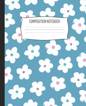 Composition Notebook: Wide Ruled Notebook Abstract White Daisy Petals Lined School Journal | 100 Pages | 7.5" x 9.25" | Children Kids Girls Teens Women | Perfect For School